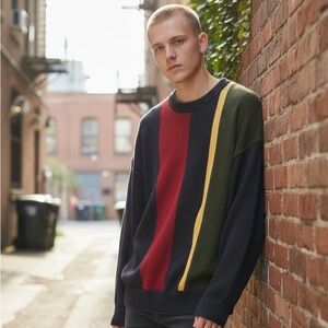 Vintage 90s Stone Haven Men’s XL Hemp Cotton‎ Block Stripe Crewneck Sweater